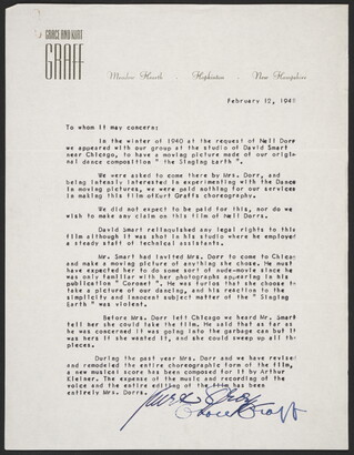 Letter from Grace and Kurt Graff, Hopkinton, New Hampshire. February 12,  1948. | Amon Carter Museum of American Art