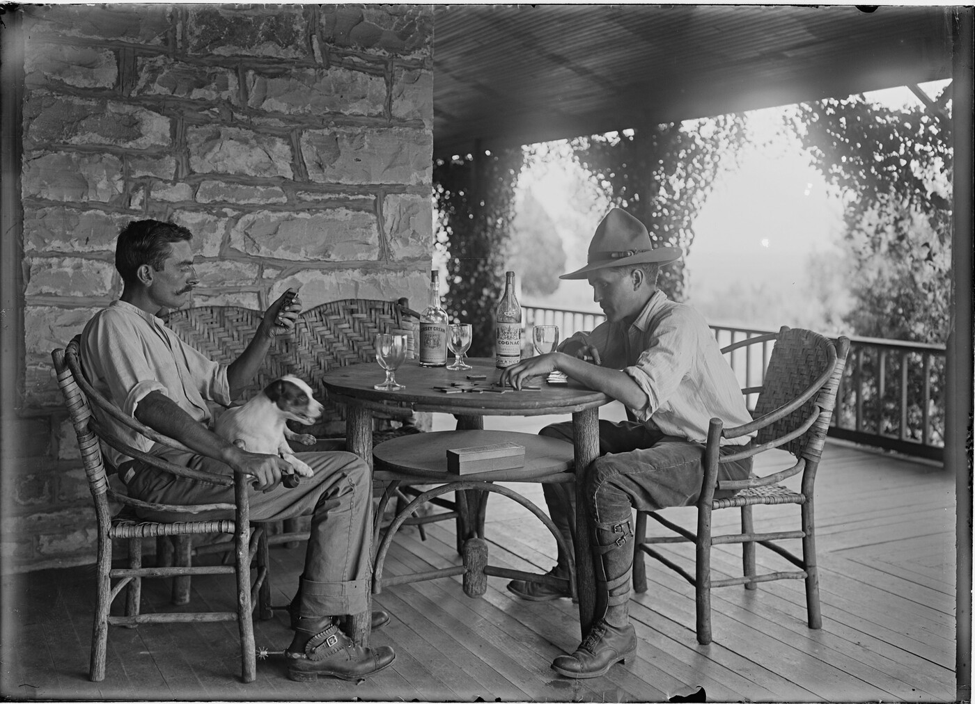 On the Veranda of the JA Ranch Headquarters. George Pattullo Drinking ...