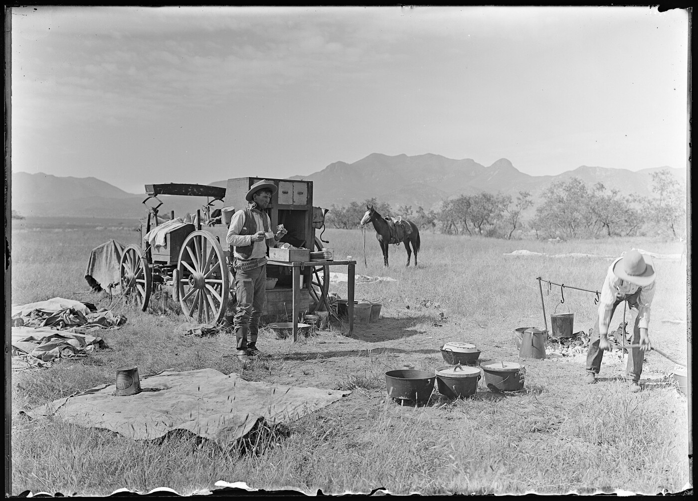 A day herder of the OR having a bite to eat at the chuck wagon OR
