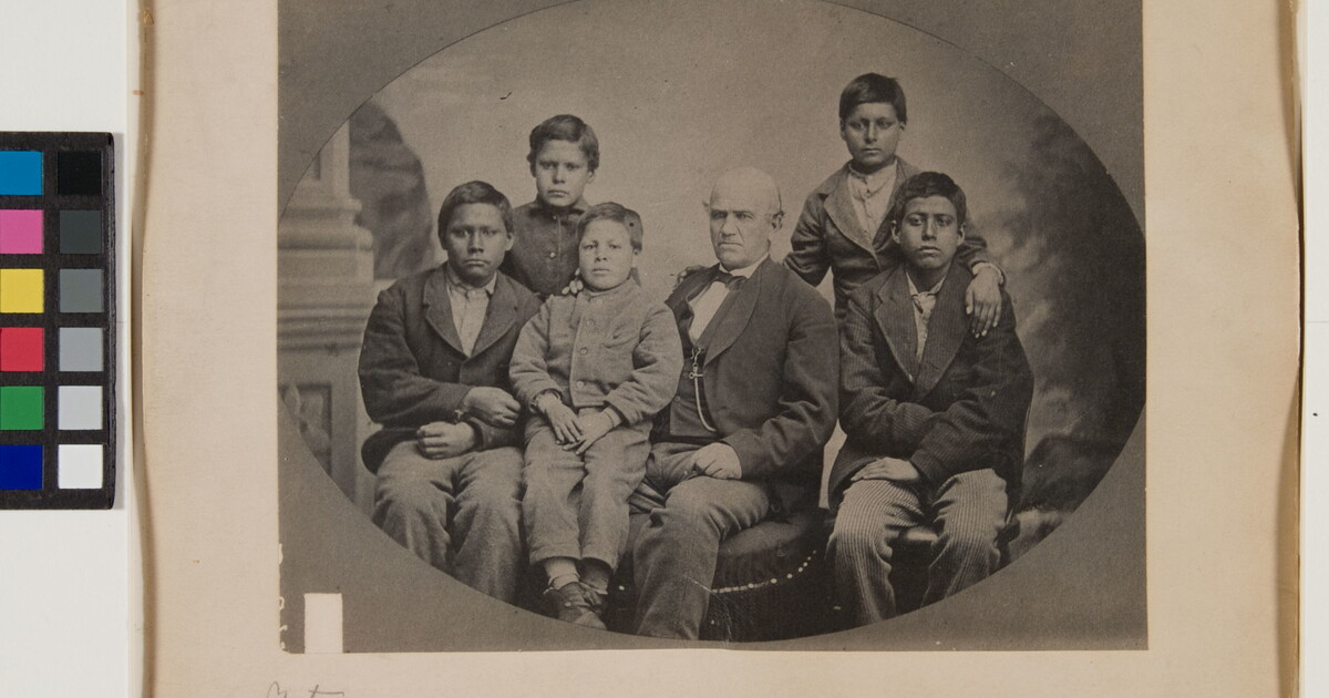 Lawrie Tatum, First Kiowa Agent, with Group of Rescued Captives Amon